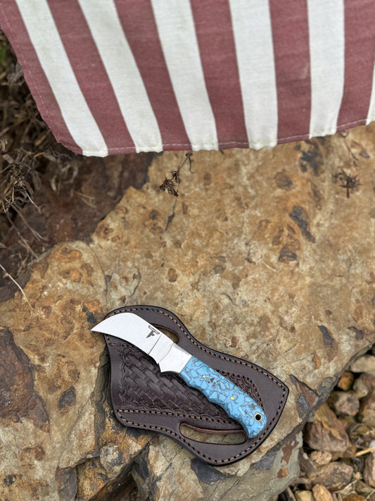 TechnicalFowl Blue Handle CurveBlade Skinning Knife