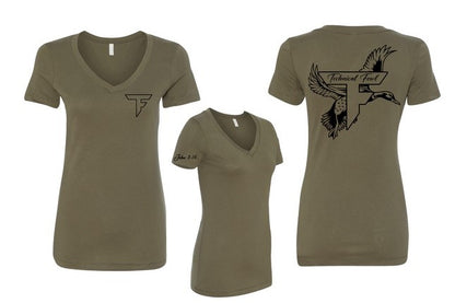 TechnicalFowl Women's Flying Mallard V-Neck T-Shirt